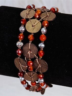 Vintage Sigrid Olsen, bohemian chic, wide toggle bracelet